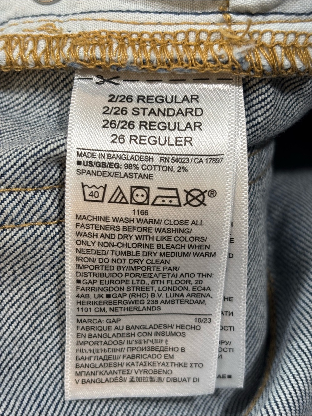 Gap Jeans, High-Rise Straight Front Seam, Stone Wash Denim, Size 2, 26R, 26x30 - Picture 9 of 10
